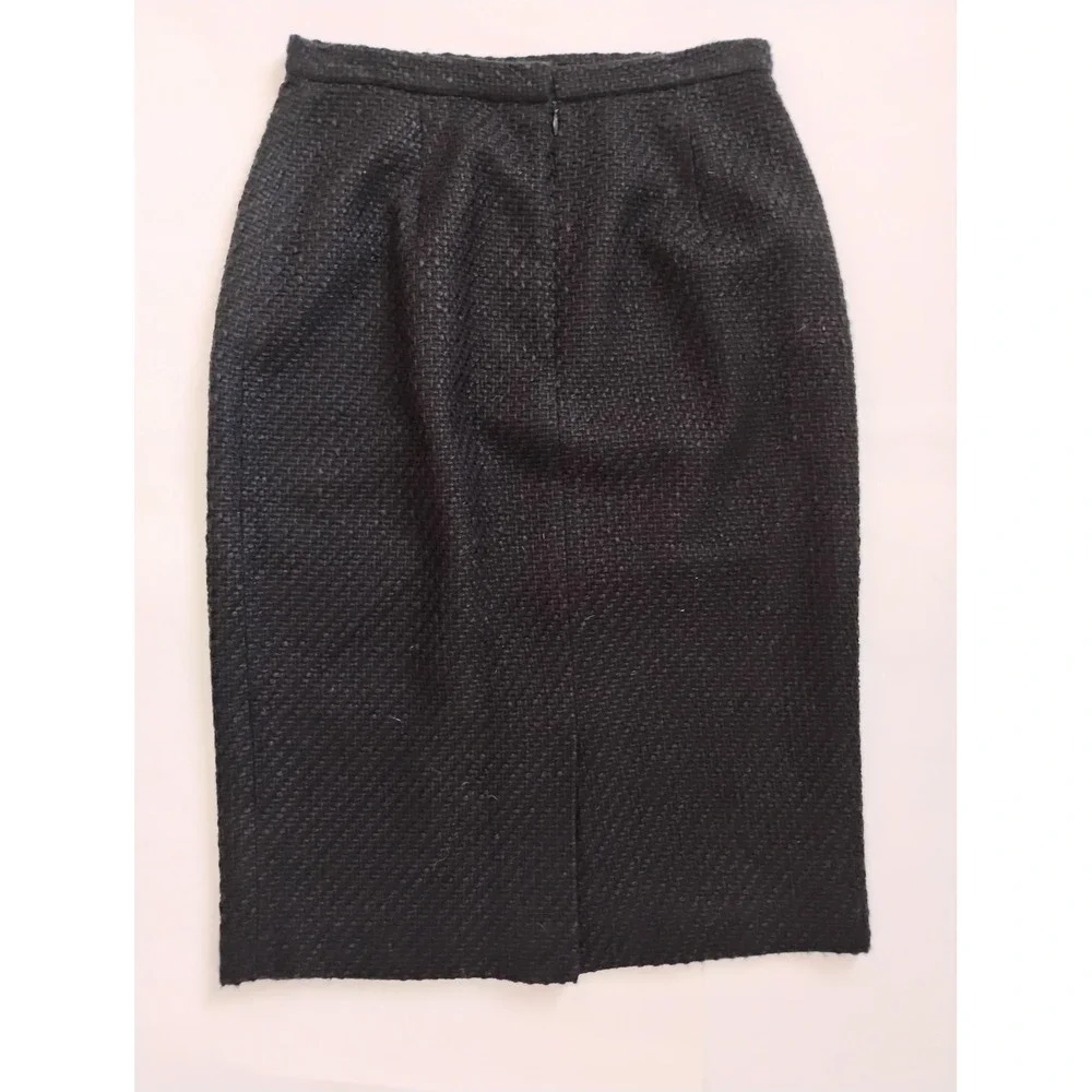 Talbots Skirt Suit Women 4 Coral Black Tweed Fringe Rosette Blazer Pencil Skirt